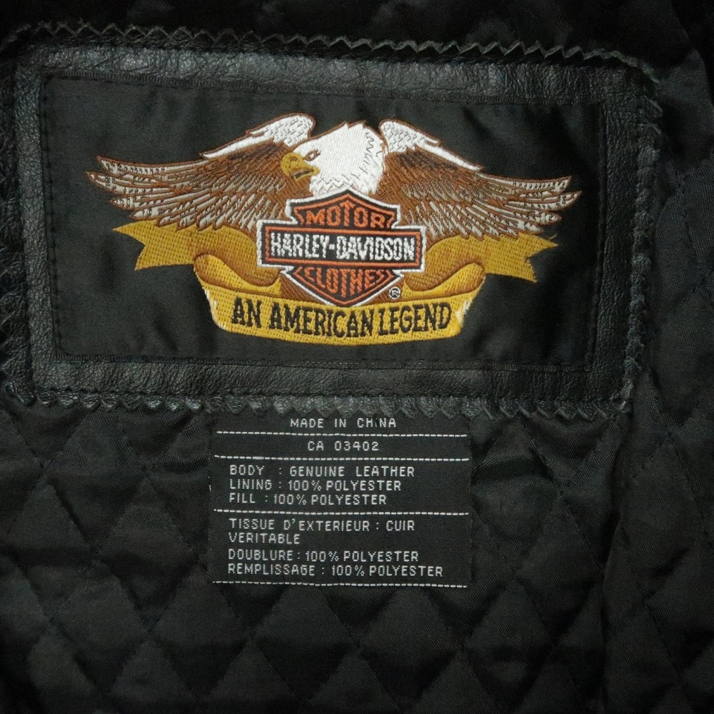 Harley Davidson Jacket Mens Medium Black Leather Bar Shield Quilt Lined Biker - Picture 5 of 15